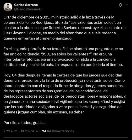 JUEZ ANTICORRUPCIÓN CARLOS SERRANO SE PRONUNCIA SOBRE CENSURA Y DESTITUCIÓN DE MARIO GODOY.-