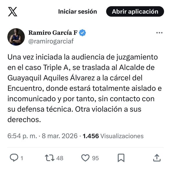 AQUILES ÁLVAREZ TRASLADADO A LA CÁRCEL “EL ENCUENTRO”, POR SEGURIDAD.-